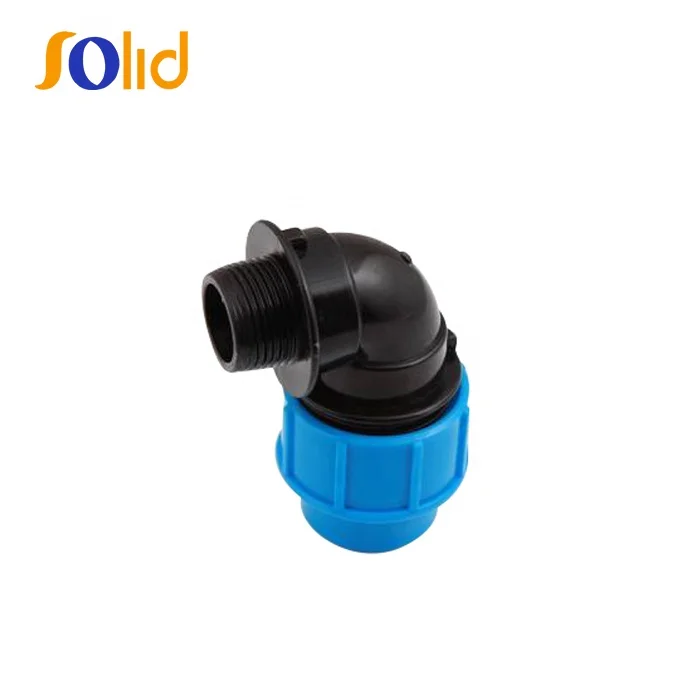 PP compression fitting thread plastic pipe fitting 90 degree male elbow
