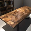 Wholesale Straight side solid south America walnut beautiful splicing wood slab table top