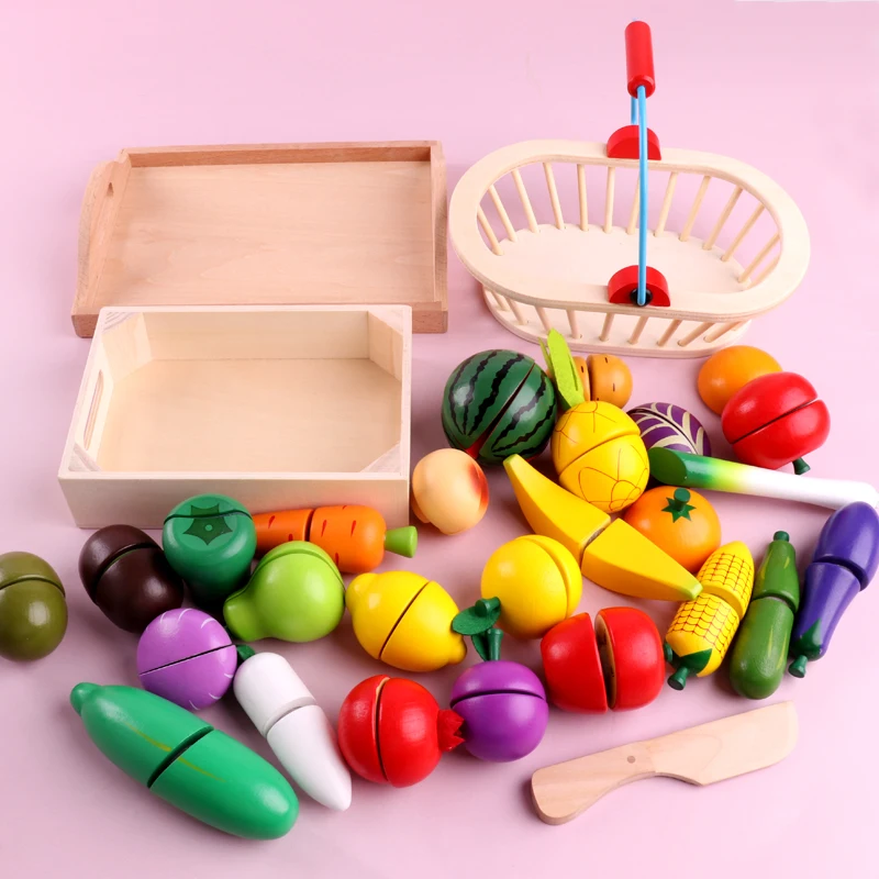 wooden cutting toy food