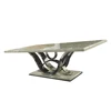 DH-1401 Modern dining room furniture stainless steel metal frame marble top dining table