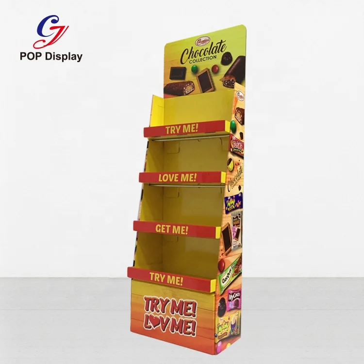 Rak Display Kardus Coklat Kustom 4 Tingkat Rak Tampilan Kardus Permen ...