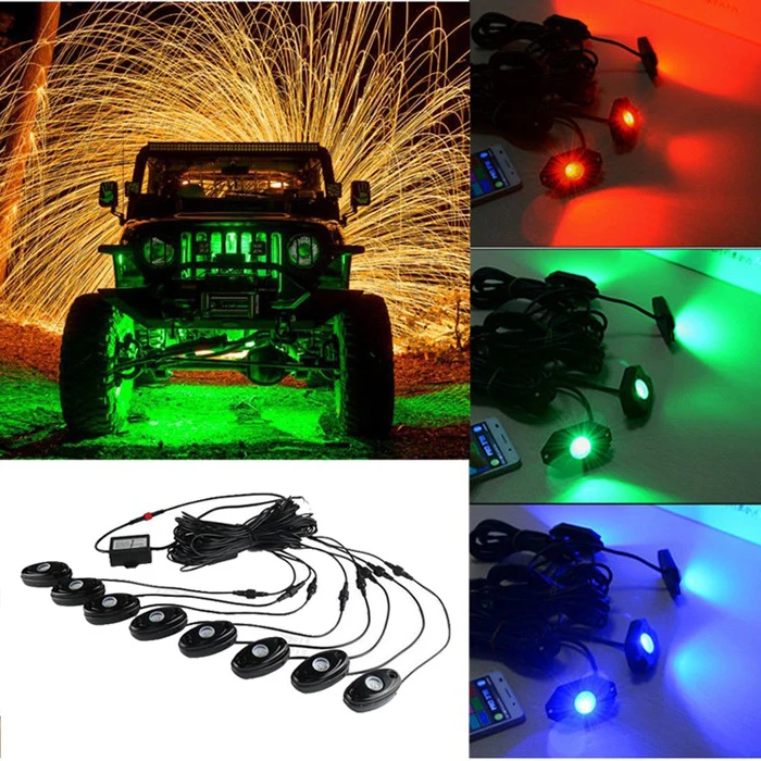 Hot selling led boat ambient lighting car boat exterior lights 4 pods rgb led rock light kit.jpg