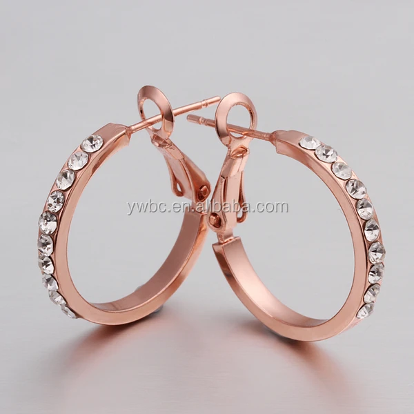 Cheap Big Round Fake Rose Gold Plated Base Diamond Self Piercing Hoop