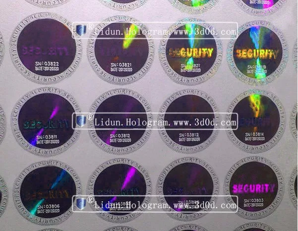 Custom hologram sticker 3D with certificate