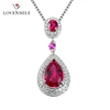 Fashion popular necklace pear-shaped synthetic ruby charm pendant 925 sterling silver pendant