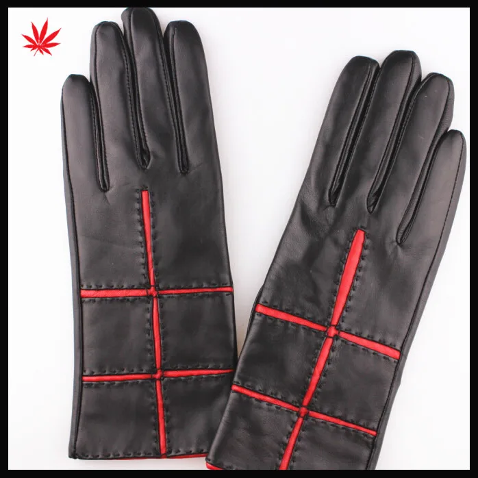 ladies genuine sheepskin driving leather gloves black