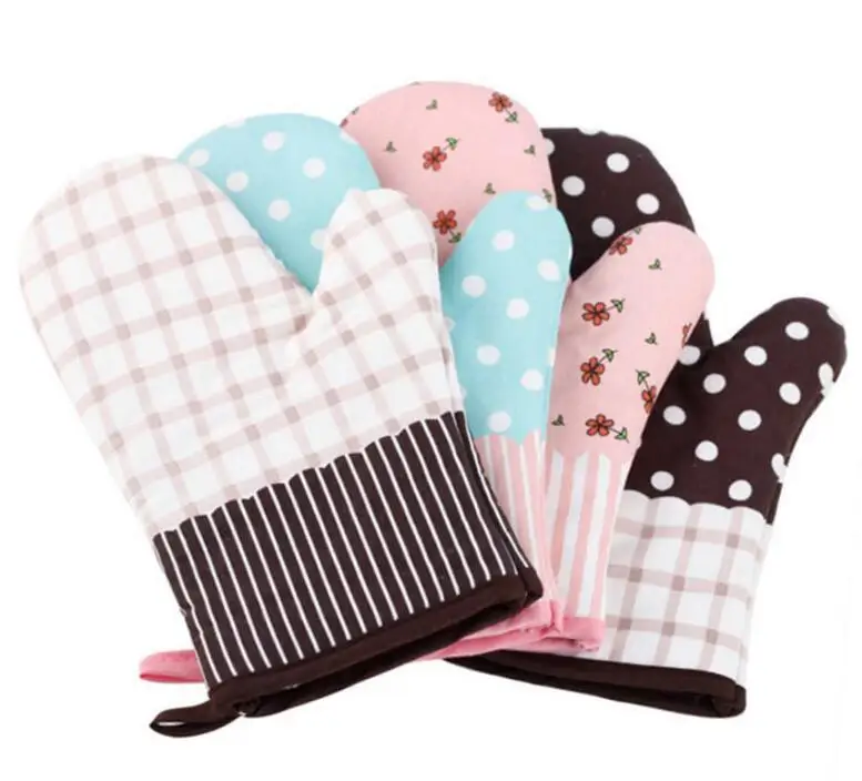 Cooking Heat Resistant Kitchen Cotton Microwave Oven Baking Mittens ...