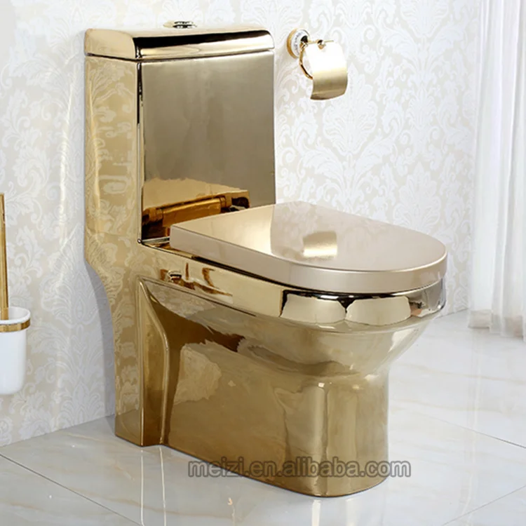 Western style luxury golden ceramic color toilet