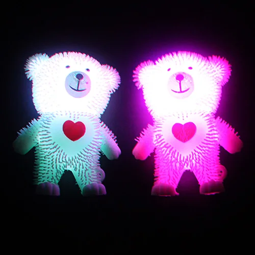 1180616-7 Tpr Toy Led Light Up Animal Cute Bear Spiky Squishy Puffer 