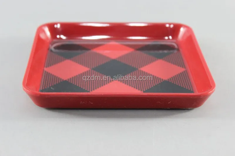 6" Melamine Square tray ,Red Melamine tray