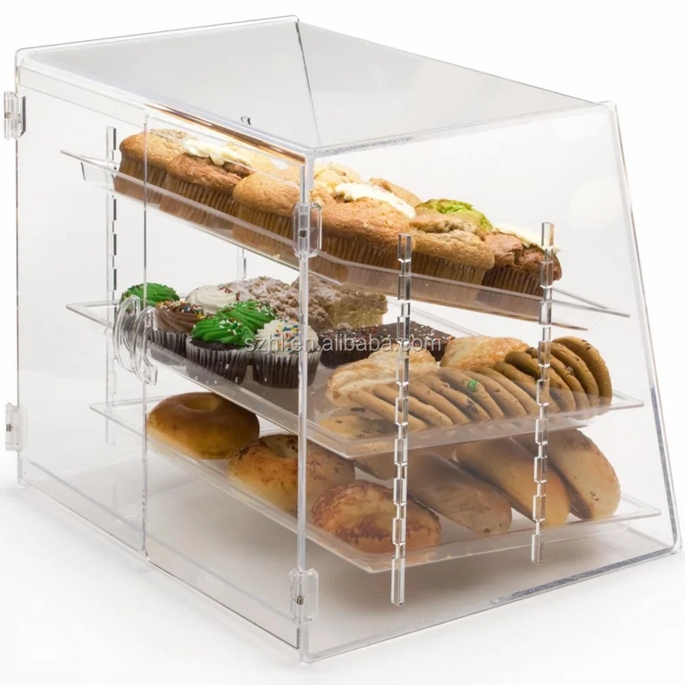 Clear Acrylic Pastry Display Case With 3 Trays For Bread - Buy Pastry 