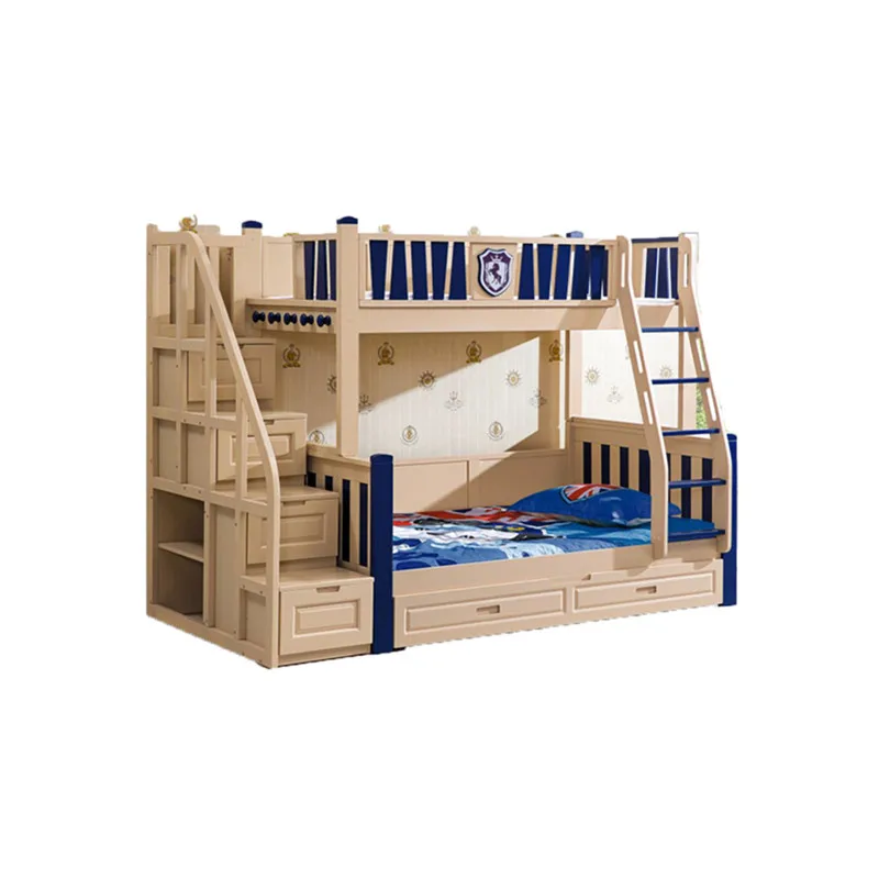 दराज के साथ सफेद ठोस लकड़ी जुड़वां चारपाई बेड, बच्चों के लिए मचान बिस्तर