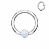 Opal Set Inside Flat-Back Surgical Steel Captive Bead Ring