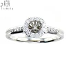 White Gold Solitaire Gem Stone Natural Diamond Ring Solitaire Round Circle Halo Ring Real Diamond Wedding Ring Channel Setting