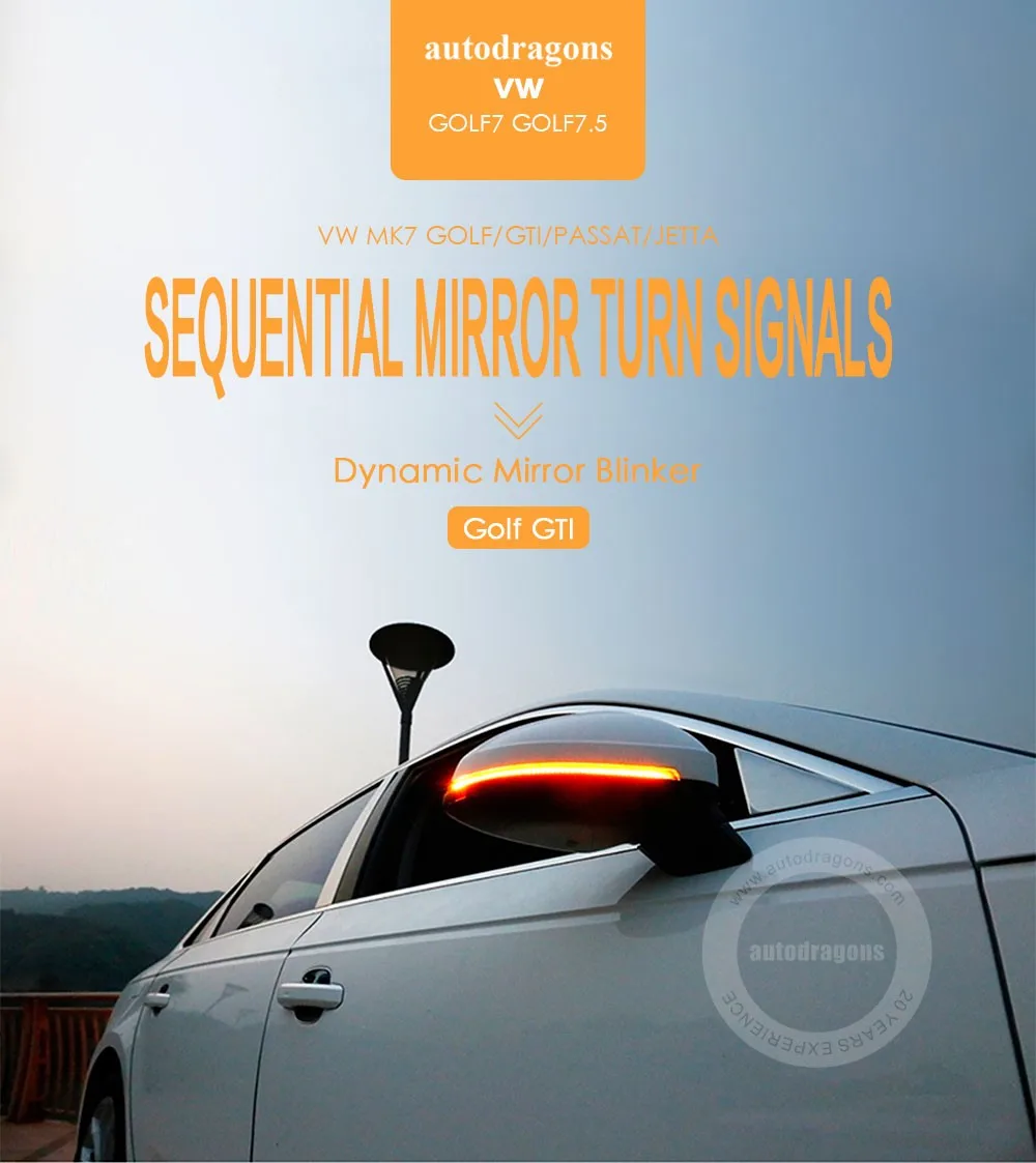 Smoked Lens Side Mirror Sequential Blink Turn Signal Light For Golf 6