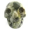 2" Agate Skull Carving Dark Silver Leaf Agate