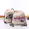 Dust cover cotton drawstring bags with windows eco friendly custom drawstring bags