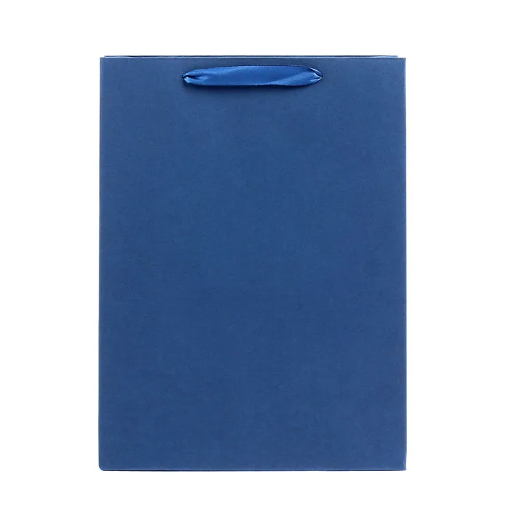 Hot Sale Plain Printed Handmade Blue Small Kraft Square Paper Shopping Bag With Handles