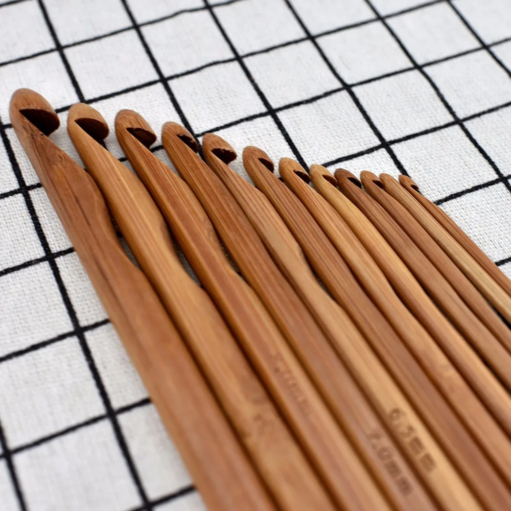 Wholesale 12 Assorted Sizes Carbonized Bamboo Knitting Needles Wooden