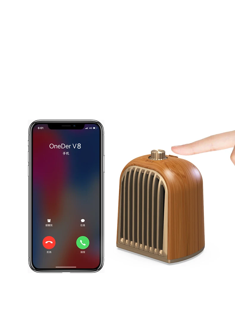 OneDer V8 V5.0 Bluetooth (TWS) with Magnetic Function Speaker Dual Wooden Wireless Speaker with Shoulder Strap - ANKUX.COM