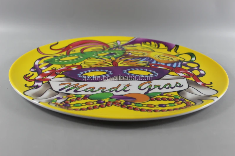 Mask Print Melamine Big Plate Plastic Dinner Plate 35CM