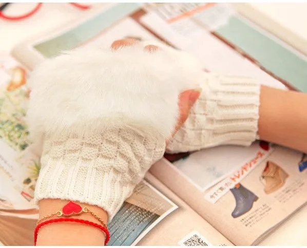 Women Winter Fur Gloves