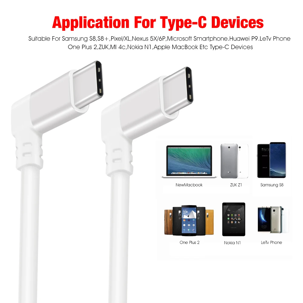 Usb C Cable 90 Degree Both Positive And Negative 60w Type C Usb Cable