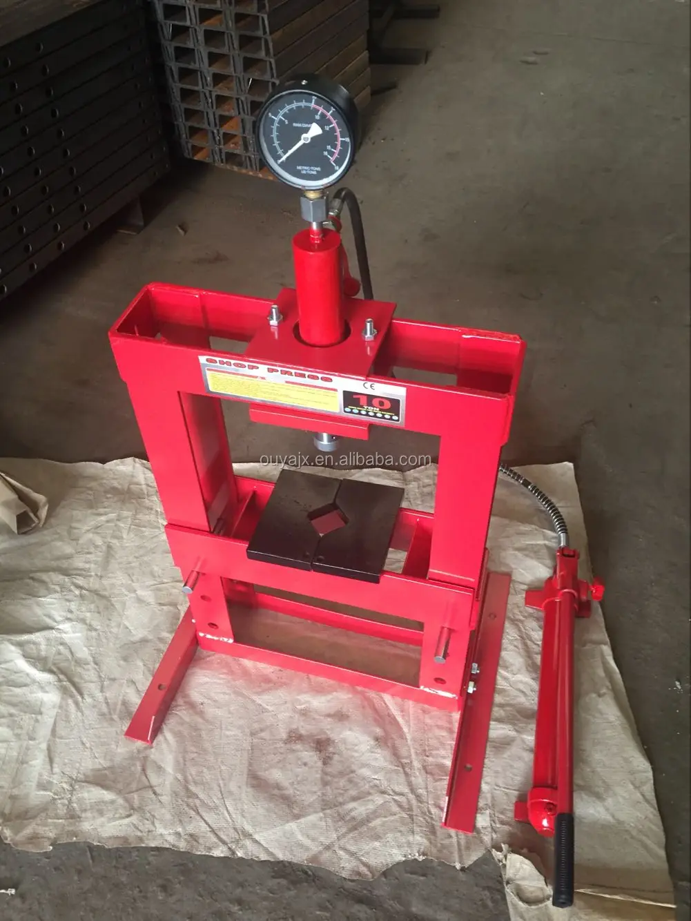 Ce Certified 10ton Portable Hydraulic Workshop Press With Gauge - Buy
