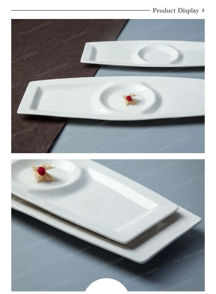 Wholesale rectangular divided plate, ceramic plates dishes for buffet
