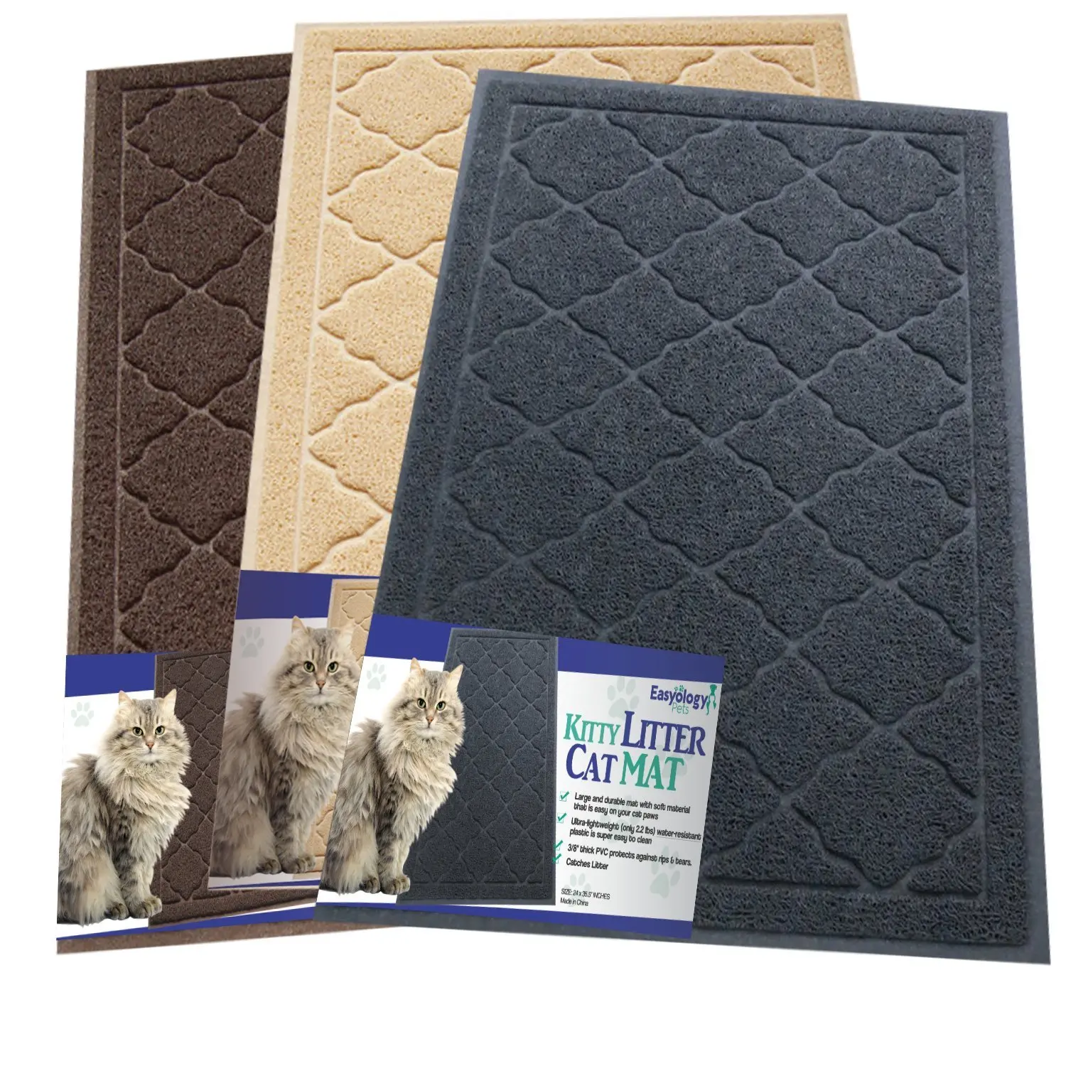 Extra Large Kitty Cat Litter Mat With 35.5 X 24 Inches For Clumping