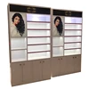 Factory price customized high end retail cosmetic makeup store display cabinet against the wall with led lighting
