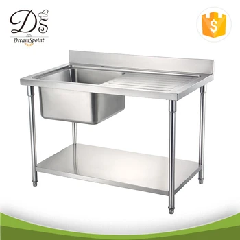 Industrial Mesa De Trabajo De Acero Inoxidable Para Cocina Con Una ... Industrial Mesa De Trabajo De Acero Inoxidable Para Cocina Con Una ...