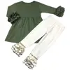 High quality lovely wholesale boutique kid clothing baby girl icing legging set long sleeve dress outfits