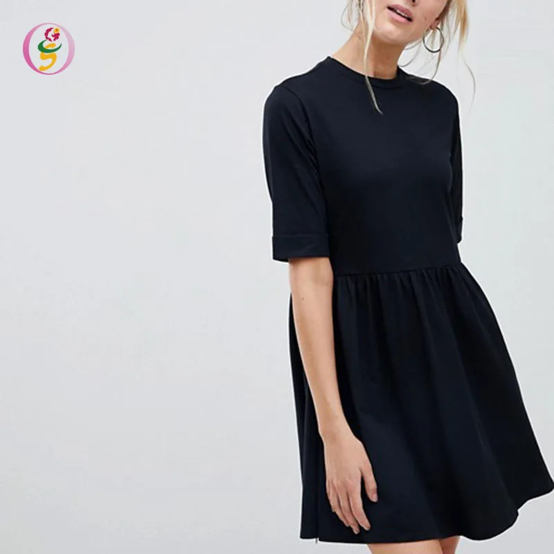 plain black cotton dress