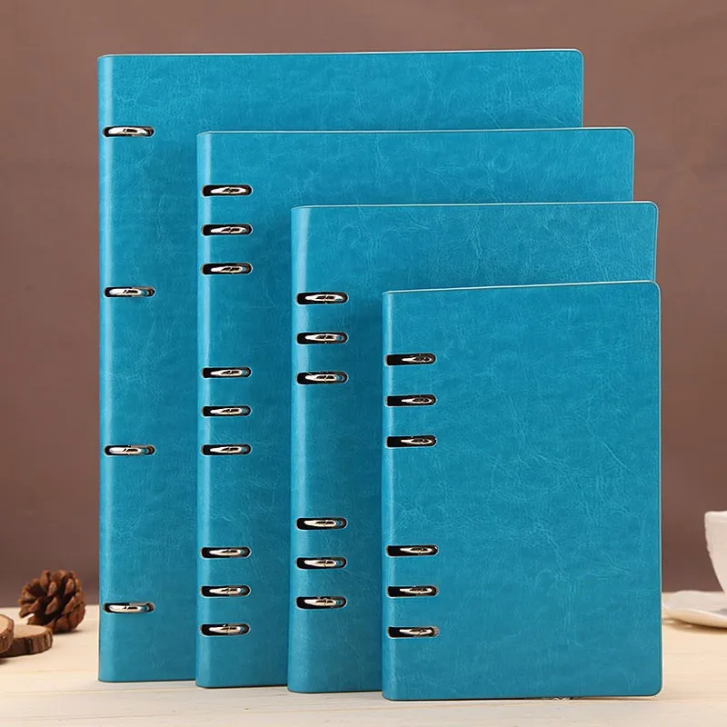 Custom Print Pu Leather Cover Non Perforated Spiral Notebook With
