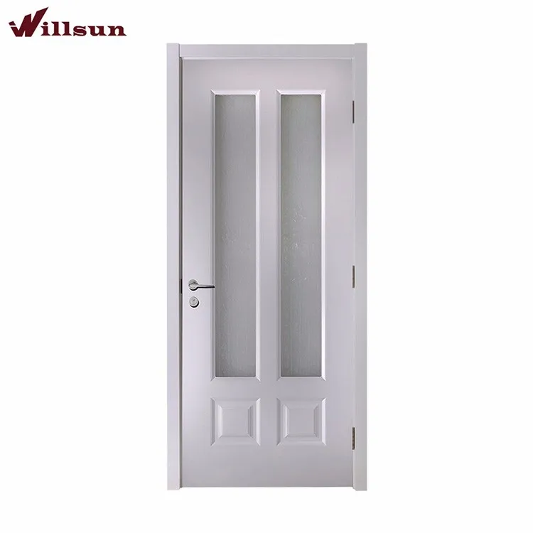 Pure White Paint Wood Glass Door Design Toilet Room