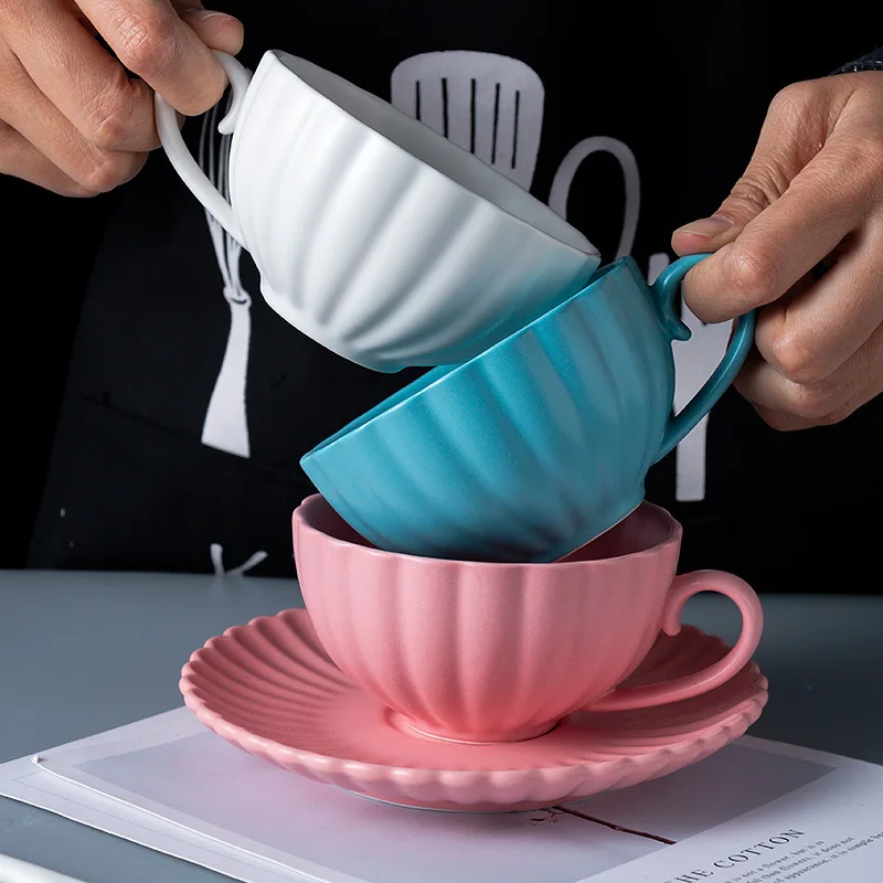 Cheap Price Matter Surface Ceramic Tea Cup And Saucer Set Fot Gift