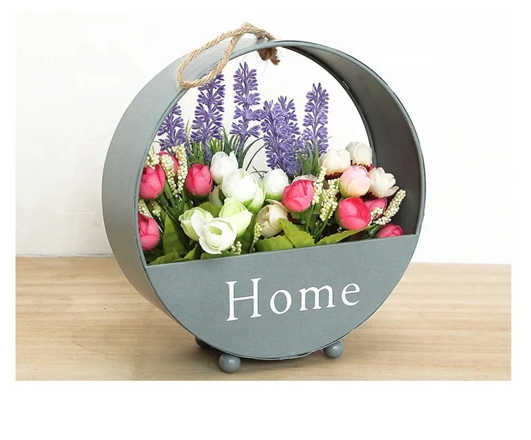 Modern Simple Iron Wall Decoration Half Round Flower Pot To Hang