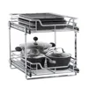 2 -Tier sliding Organizer metal rack for Dual Pull Out Cabinet Shelf