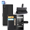 Left right open Wallet Style Cash Card Stent protective with Litchi pattern mobile phone case soft PU+TPU for Sony Xperia Z6