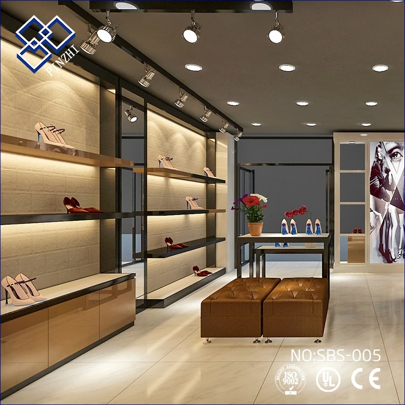 Retail Shop Display Wooden Shoes Showcase Shelf For Shoes Show