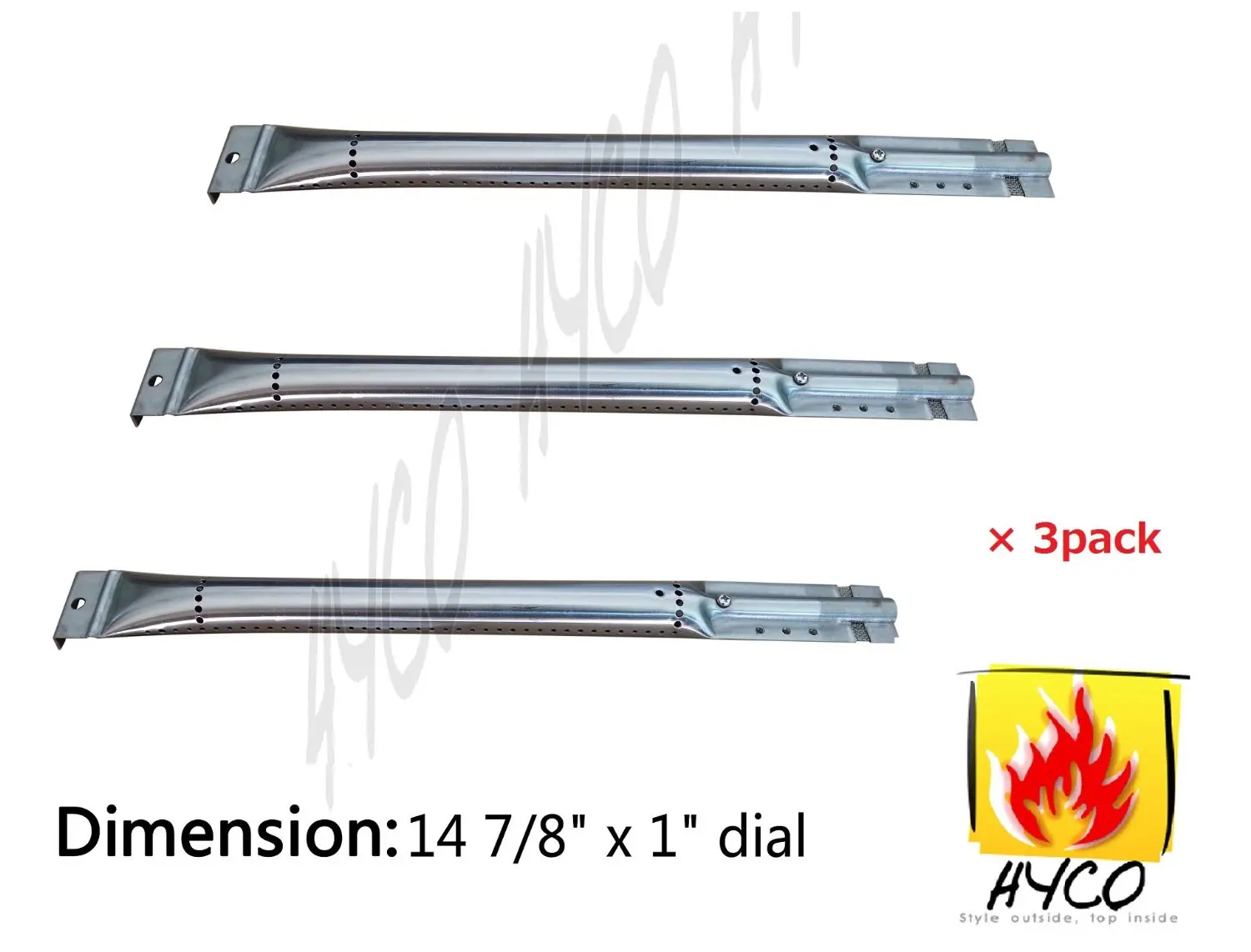 Hyco Replacement Straight Stainless Steel Pipe Burner for Kenmore Sears, K Mart, Nexgrill, Lowes Model Grills, hy16791 (3-pack)