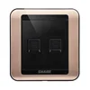 SHARE Quality Assured black panel 2 gang Double TEL Socket/RJ 11 socket 86*86 electrical switch sockets