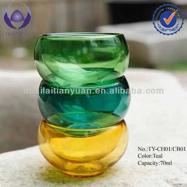 heat resistant hand made colored glass tea sets