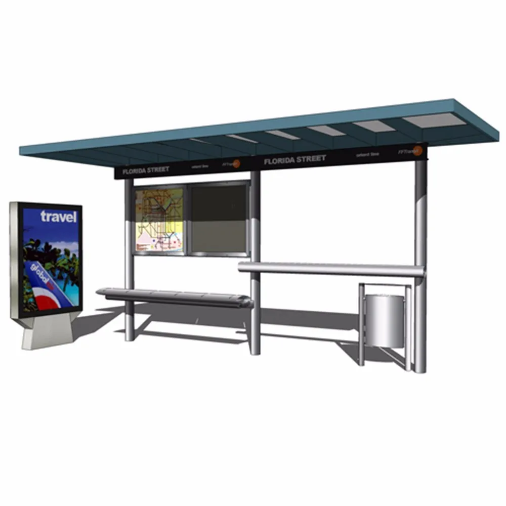 product-YEROO-Modern City Public Stainless Steel Bus Stop Smart Bus Shelter-img-3