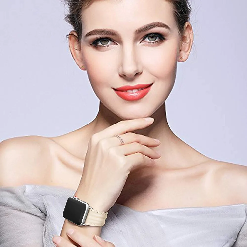 Genuine Leather Classic Design Wristband Women Strap Compatible For