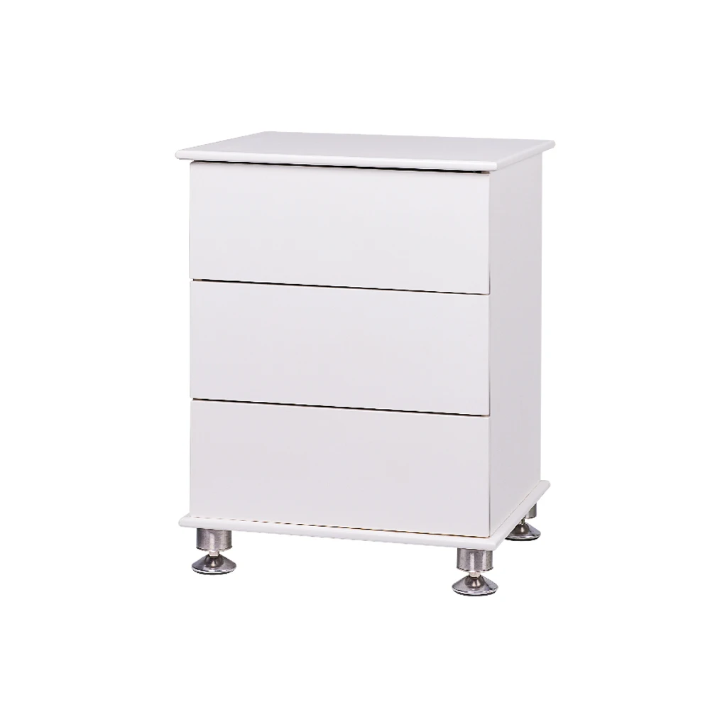 Contemporary Cheap White Ivory Cream High Gloss 3 Drawer Accent
