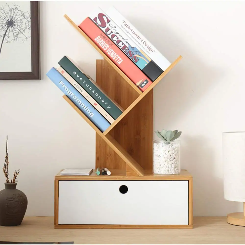 Solid Wood Bookshelf Rack Bamboo Storage Box With Mdf Drawer Buy Wood Bookshelf,Bamboo Storage