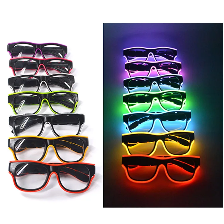 Hot Selling USB rechargeable EL Wire glowing LED glasses for Halloween Christmas Birthday Party