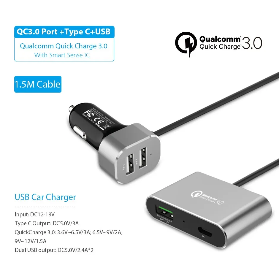 World First Most Powerful 4 Usb Ports Hub Dc 5v 9.8a Rapid Type C Car